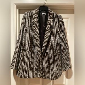 Anine Bing Black and White Herringbone Blazer